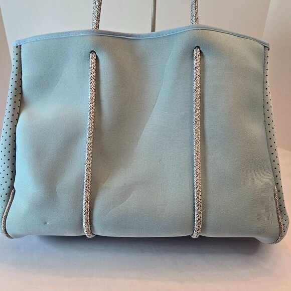 QOGiR Neoprene Multipurpose Gym Bag Tote with Inner Zipper Pockets -Light Blue - Picture 2 of 14